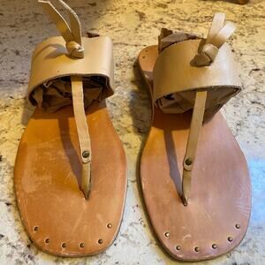 Bleecker & Bond Boho Tan Sand $75 Leather Slide Sandal sz 7.5
